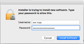 Enter the password to allow the installation